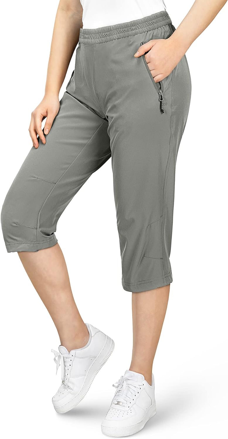 33,000ft Damen 3/4 Hose Capri Wanderhose Stretch Leichte Radhose Taschen Sommer Outdoor Golf Hose 34