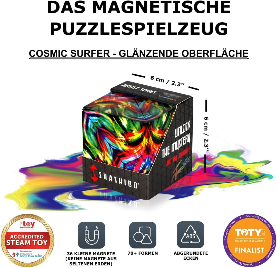 SHASHIBO Formwechsel-Box – Preisgekrönter, patentierter Zappelwürfel mit 36 Seltenerdmagneten – läss