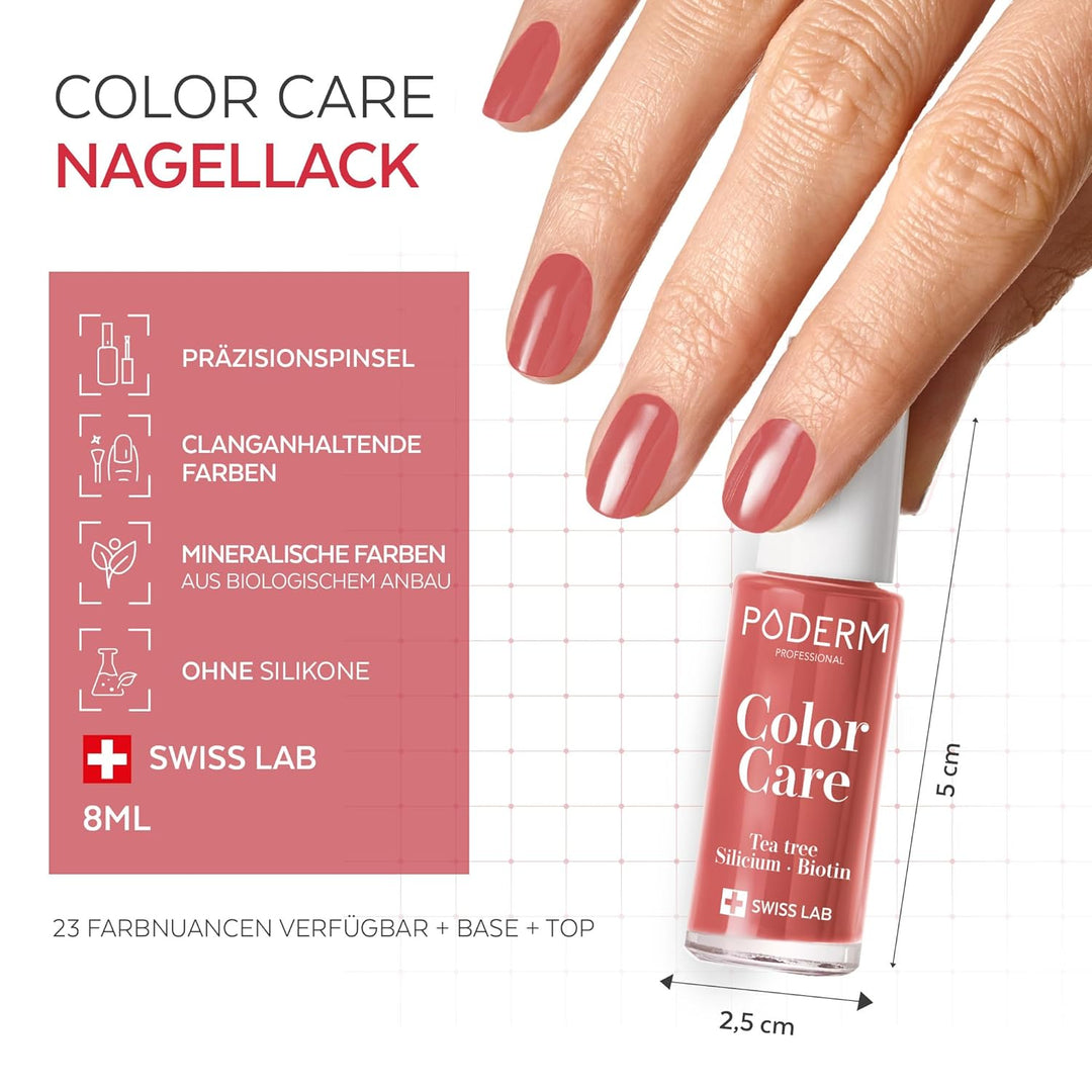 PODERM - TEEBAUM-NAGELLACK COLOR CARE Korallenrosa - verbessert das Aussehen für die gelbe oder brüc