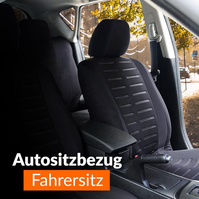 Upgrade4cars Autositzbezug für den Fahrersitz | Vordersitz Auto-Schonbezug Universal Schwarz Fahrers