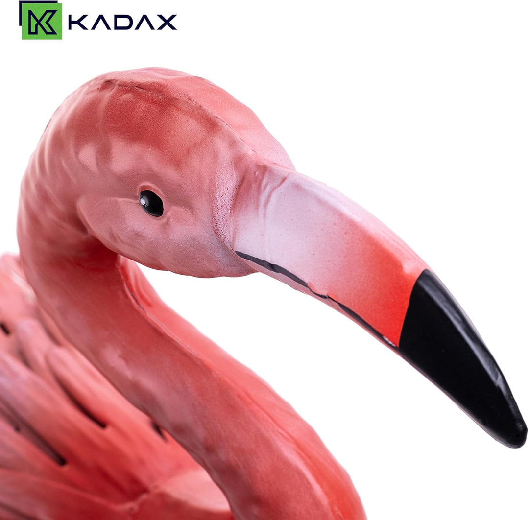 KADAX Flamingo Figur 76 cm, grosse Gartenfigur aus pulverbeschichtetem Stahl, handbemalte Teichfigur