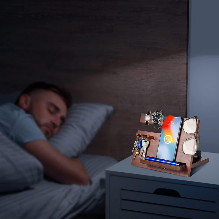 Geschenke für Männer Weihnachten Holz Telefon Dockingstation Nachttisch Organizer Männer Geschenk Ge