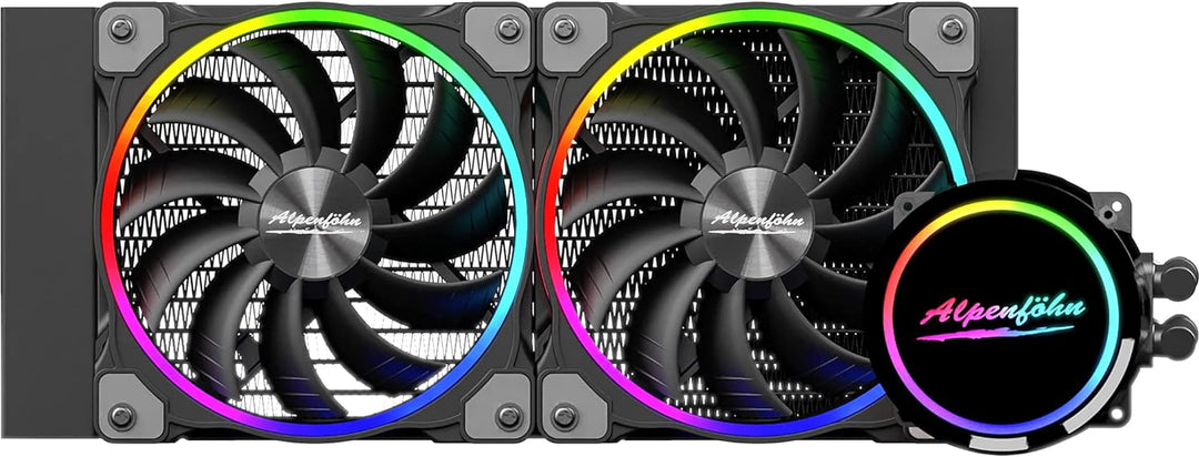 Alpenföhn - Gletscherwasser AiO 240 High Speed RGB 2x Lüfter 120mm PWM Wasserkühlung PC hat ein Max