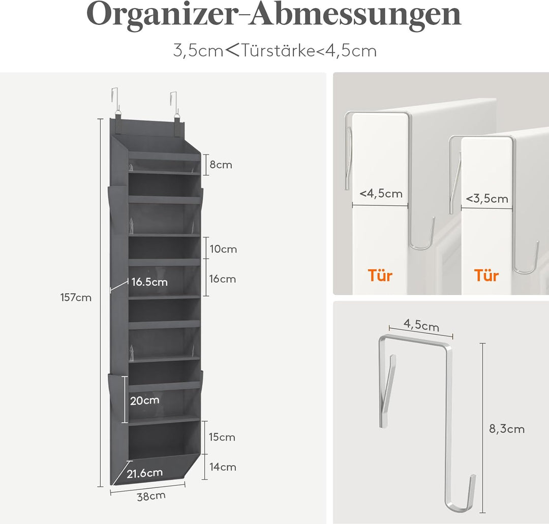 Lifewit Türorganizer Hängeorganizer, 6 Regal klar Fenster hängende Lagerung mit 4 Seitentaschen, Tür
