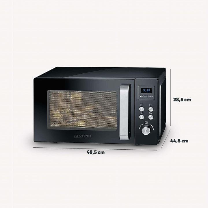 SEVERIN 3-in-1 Mikrowelle mit Grill und Heissluftfunktion bis 200°C, Minibackofen inklusive Vorheizf