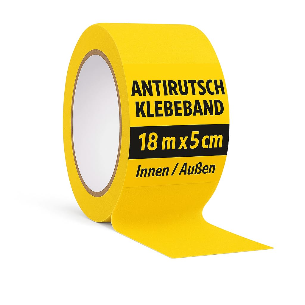 notlok Safety Work - Antirutsch Klebeband [ 18M x 5cm ] Gelb | Griptape für den Innen- und Aussenber