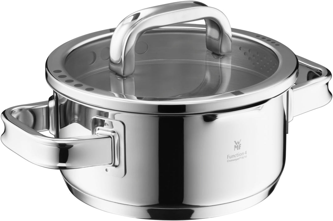 WMF Function 4 Advanced Kochtopf klein 16cm, Glasdeckel, Bratentopf Induktion 1,4l, Cromargan Edelst