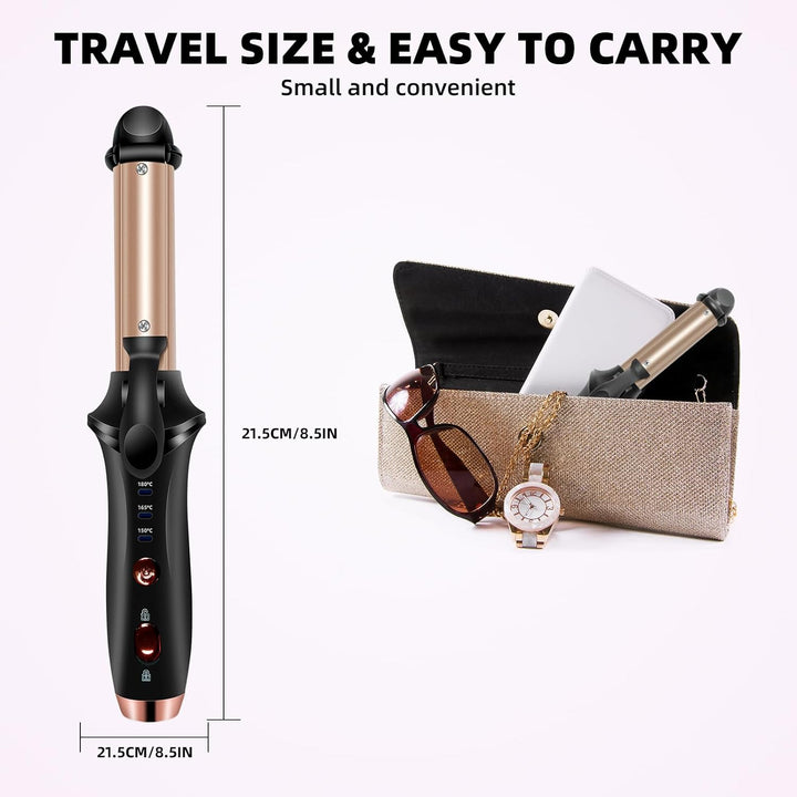 Mini Lockenstab, Schnurloser Tragbare Reise Lockenwickler USB Aufladen mit 3 Ainstellbaren Temperatu
