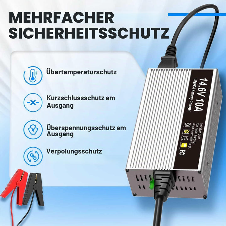 14,6V 10A LiFePO4 Ladegerät für 12V (12,8V) Lithium Eisenphosphat Batterieladegerät Schnellladung sc