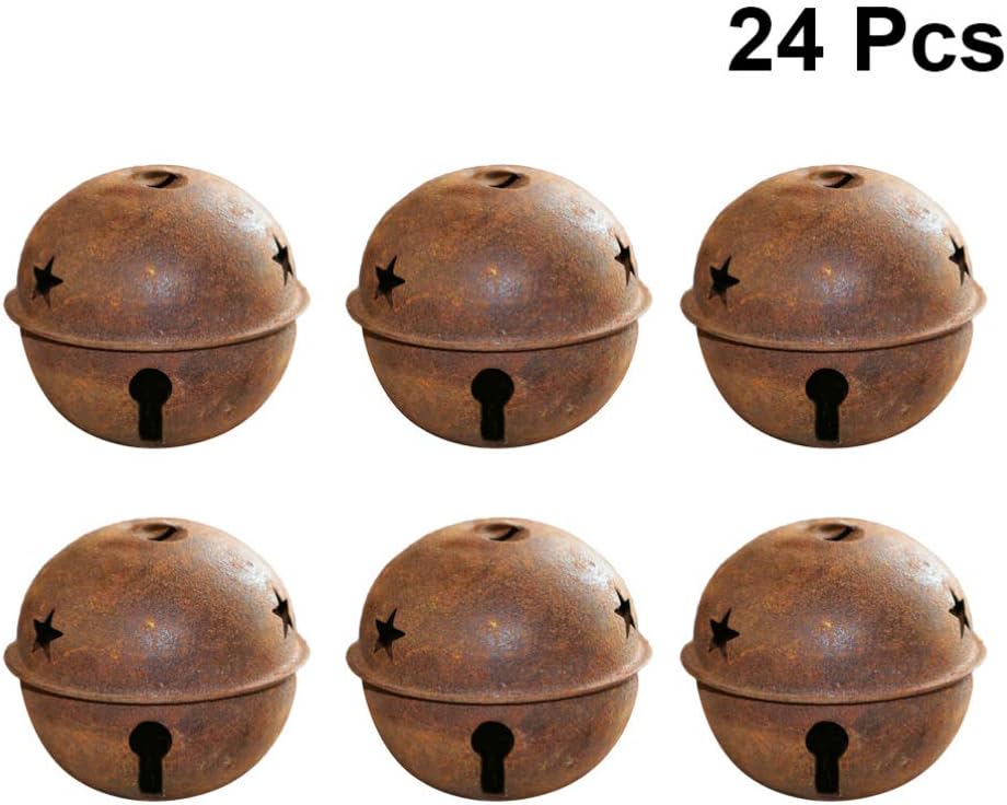 Supvox 24pcs Glöckchen Christbaumschmuck 40mm Rostig DIY Weihnachtsanhänger Weihnachtsdeko Weihnacht