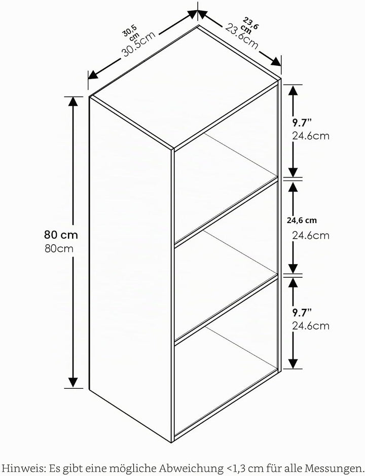 Furinno Pasir Bücherregal, offen, 3 Ebenen, Schwarzholz Schwarzholz 3-Tier Cube Regal, Schwarzholz 3