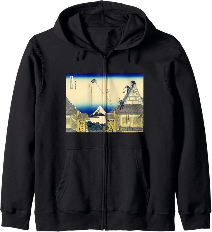 Katsushika Hokusai's Koto Suruga-cho Mitsui Miseryakuzu Kapuzenjacke