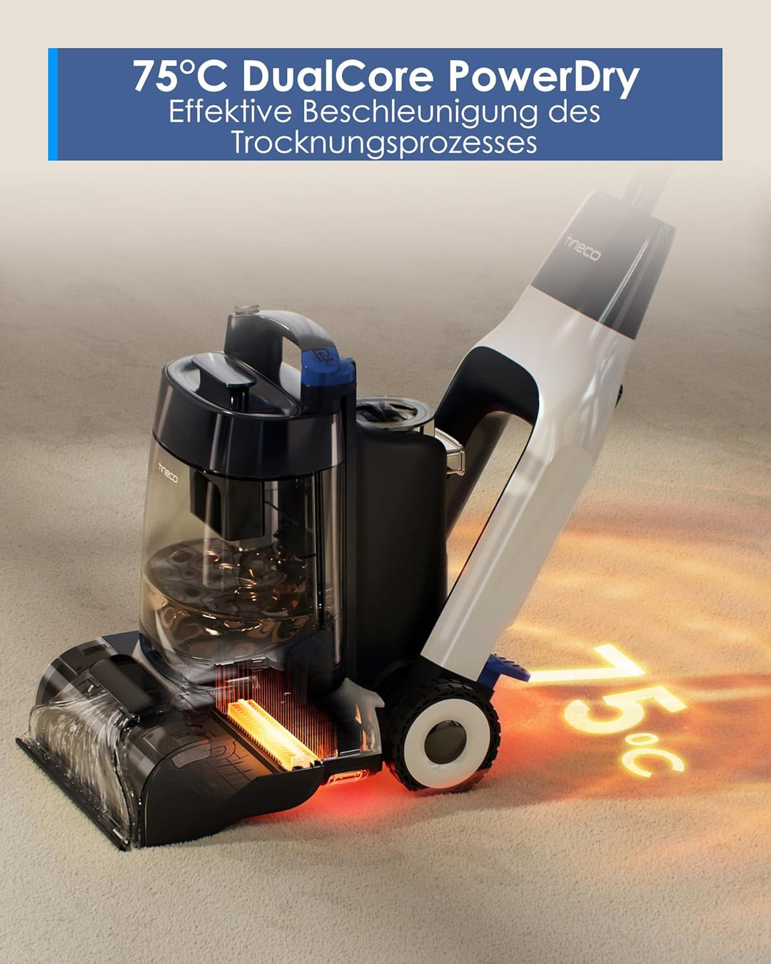Tineco CARPET ONE Cruiser Teppichreiniger Nasssauger, Smartes Polsterreiniger Waschsauger mit 3-Stuf
