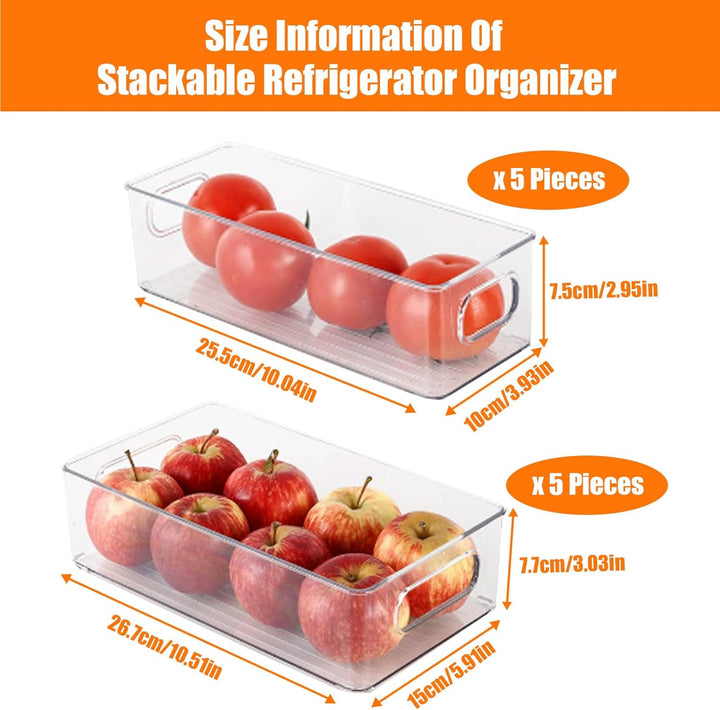 6er Set Kühlschrank Organizer Stapelbar, Durchsichtig Speisekammer Vorratsbehälter Behälter für Teeb