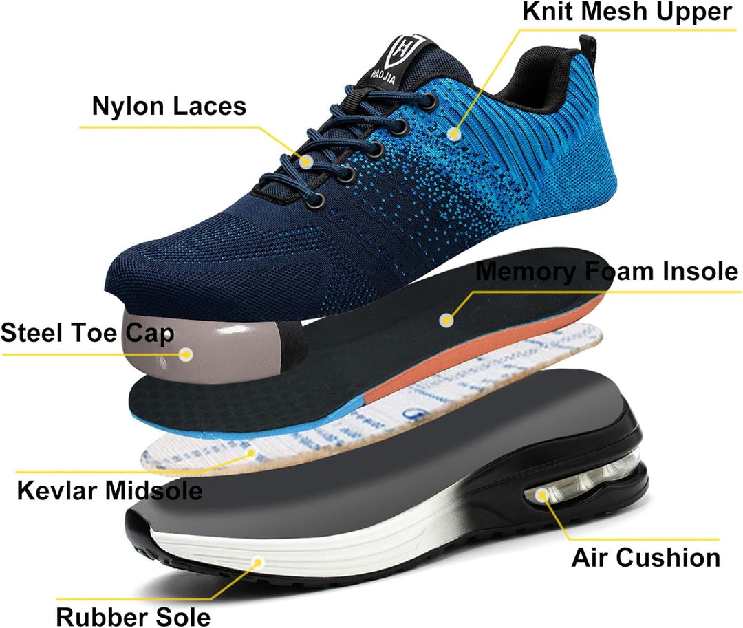 Baofular Arbeitsschuhe Herren Sicherheitsschuhe Damen Leicht Sportlich Stahlkappenschuhe rutschfest