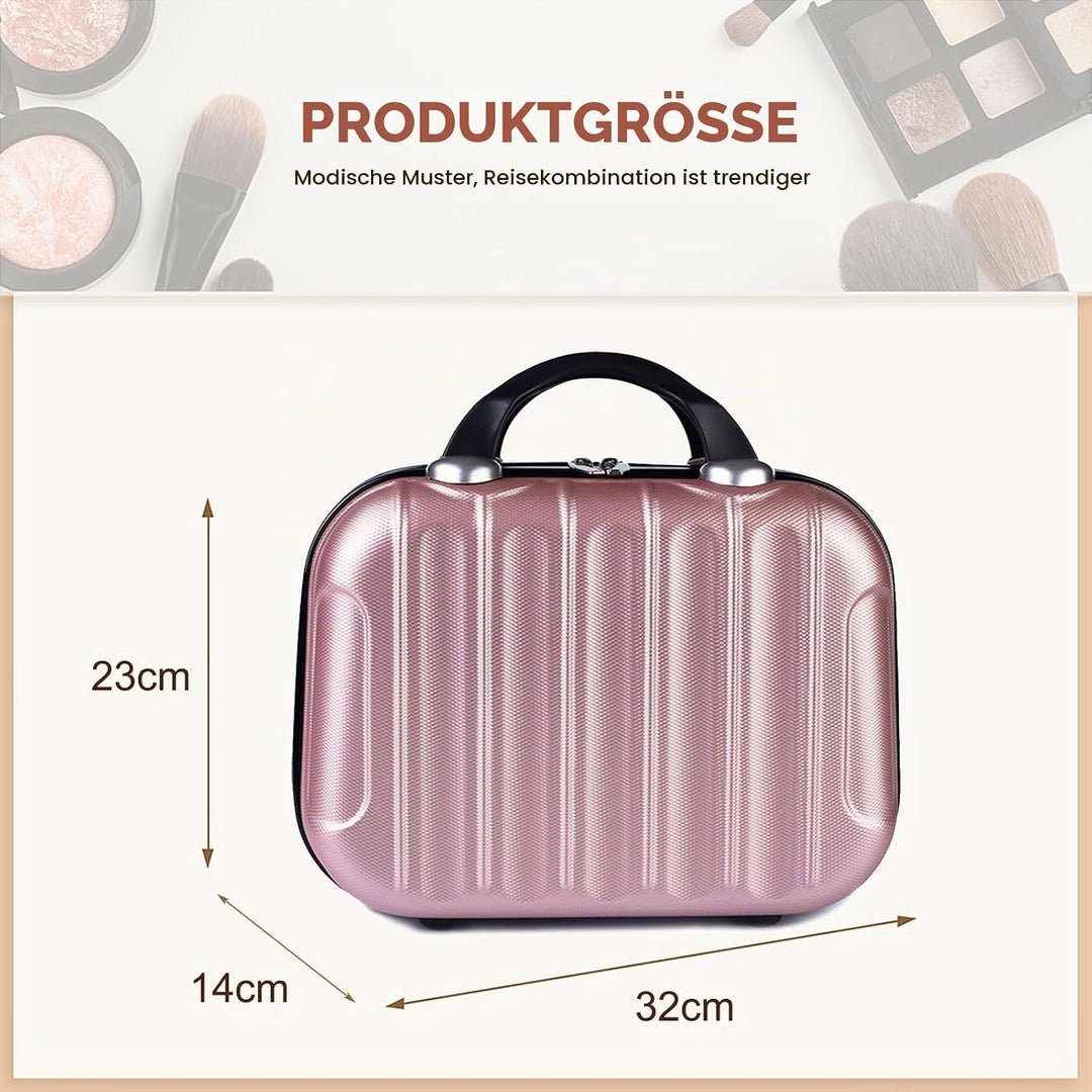 Balakaka Kosmetikkoffer Hartschale Damen,14 Zoll ABS Beauty Case Hartschale mit Handgriff und Reissv