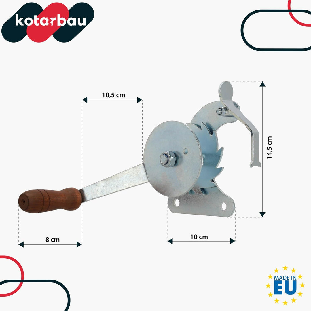 KOTARBAU® Grillrostwinde zum Einstellen der Grillrosthöhe Stahl Verzinkt mit Holzgriff Grillkurbel K