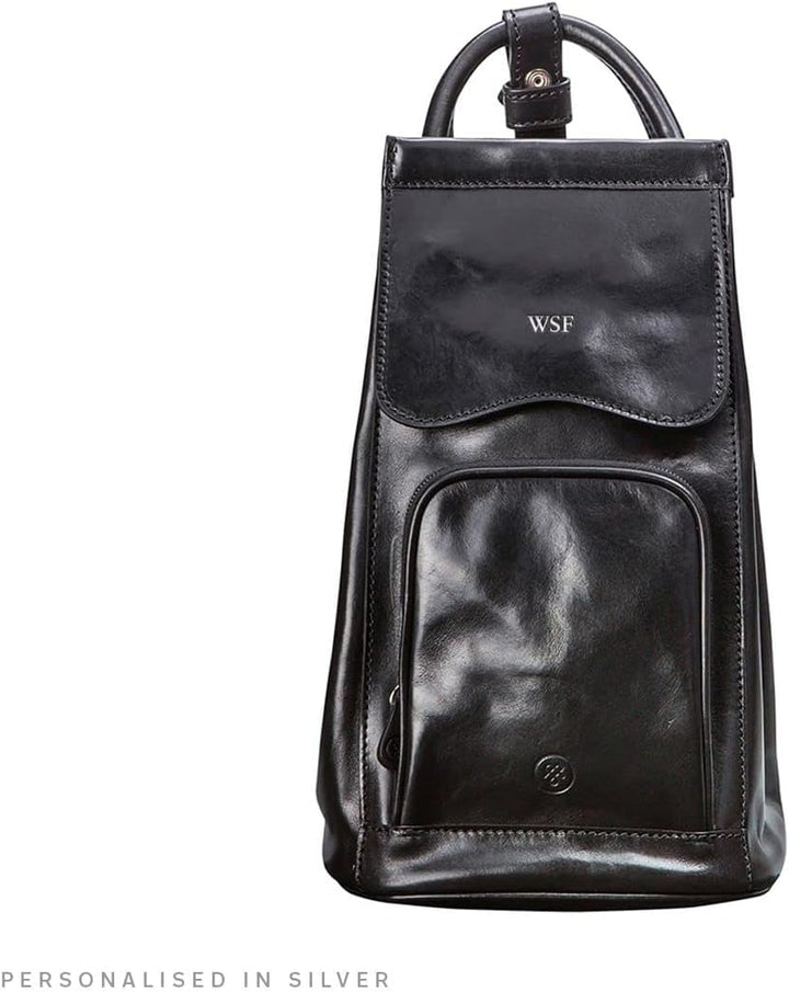 Maxwell Scott Hochwertiger Damen Leder Rucksack Carli in Schwarz, Schwarz