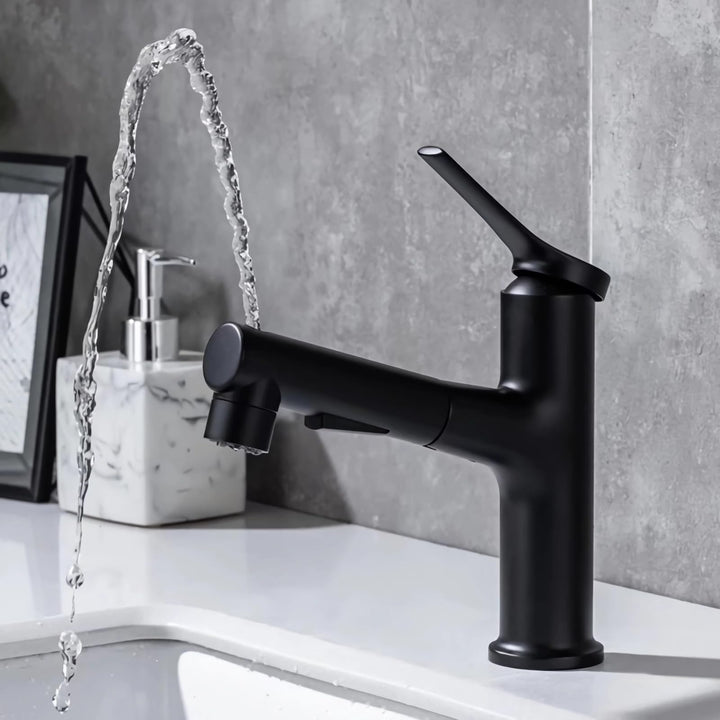 Wasserhahn Bad Ausziehbar, Ausziehbare Waschtischbatterie mit 2 Sprühmodi heiss und kalt Zweifach-Re