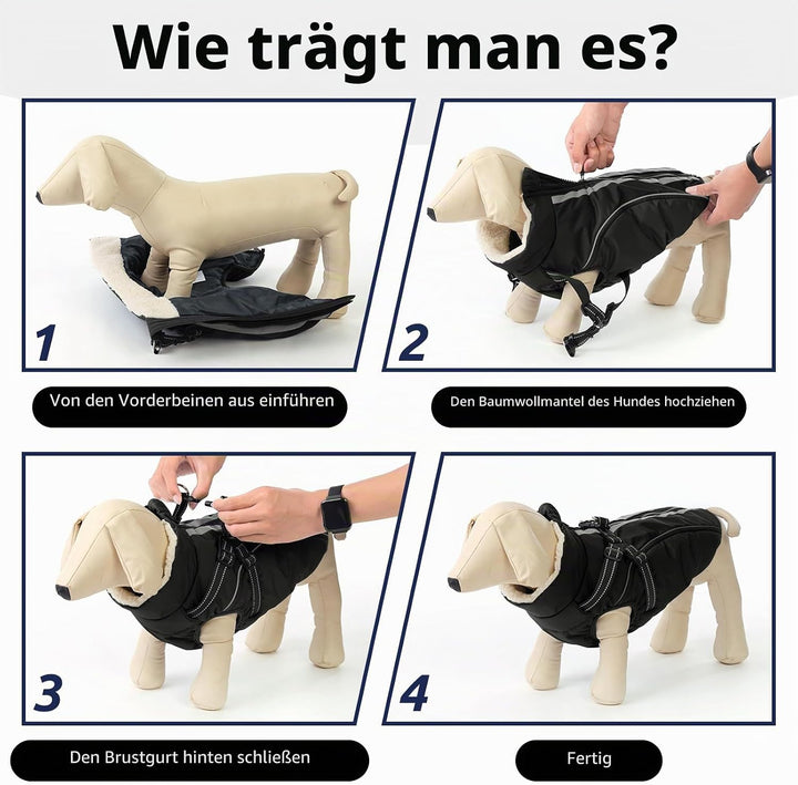 Hundemantel Hundejacke Warm Wintermantel mit Reissverschluss Winddichte &amp; Winddichte mit Reflektorst