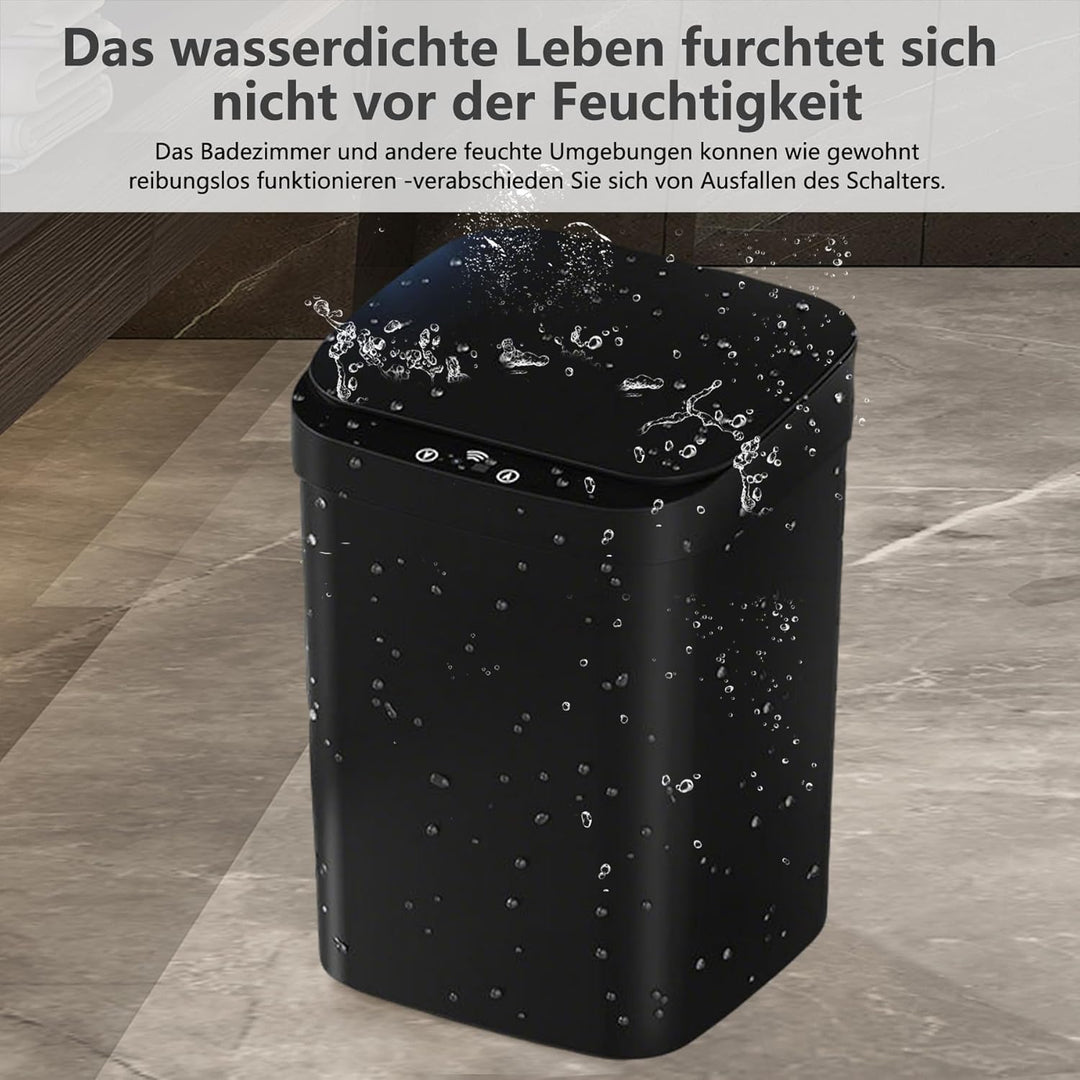 Automatischer Sensor Mülleimer 14L Schwarz - Elektrischer Abfalleimer mit Infrarotöffnung in 0,3 Sek