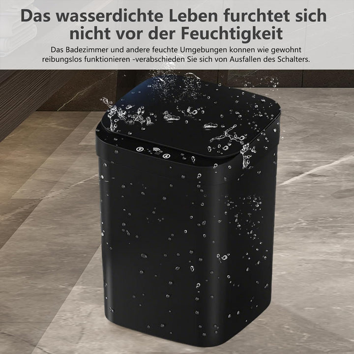 Automatischer Sensor Mülleimer 14L Schwarz - Elektrischer Abfalleimer mit Infrarotöffnung in 0,3 Sek