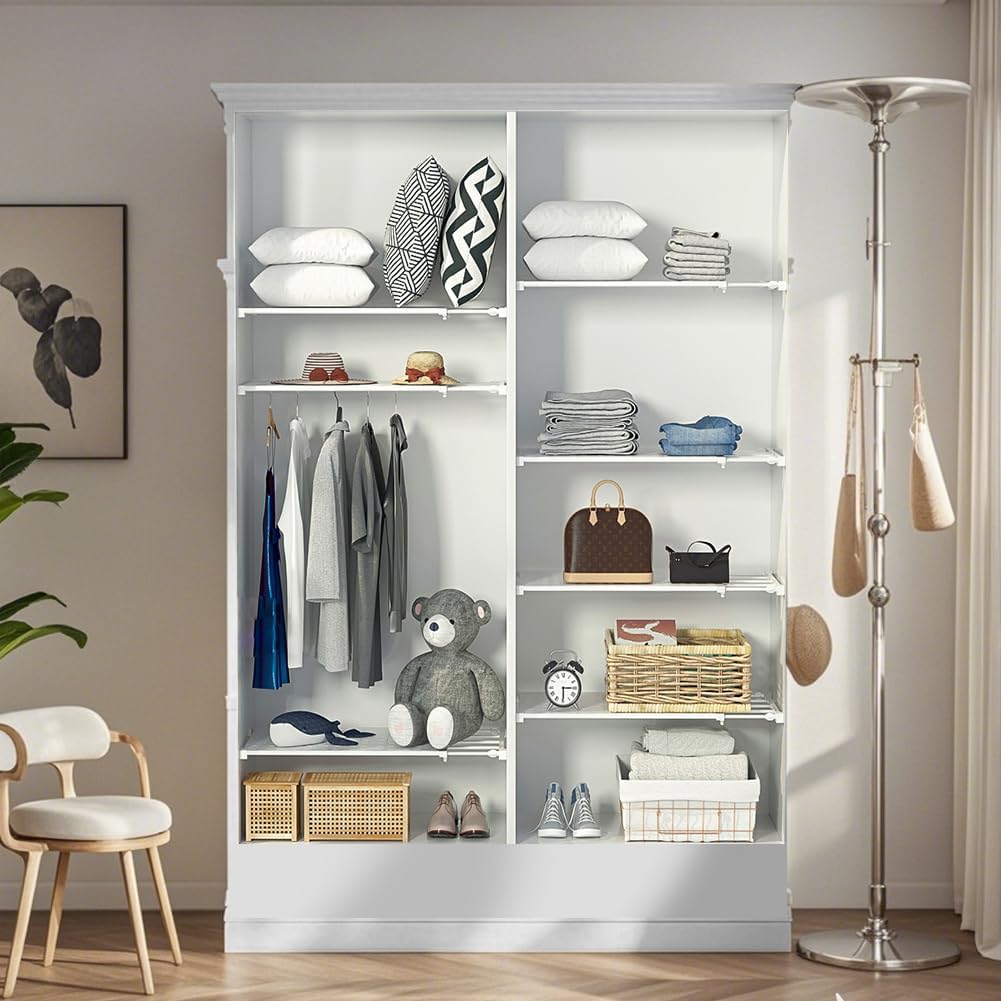 Verstellbare Regale für Schrank, Erweiterbares Einlegeböden Schrankregal, Regalboden Ohne Bohren, Na
