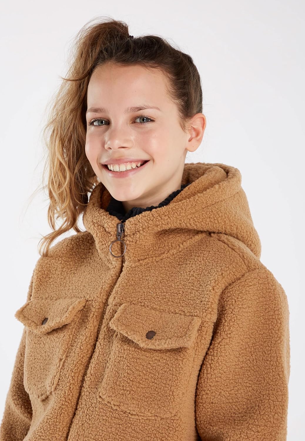Protest Girls Kapuzenpullover Mit Durchgehendem Reissverschluss PRTMICKY JR 152 Fudge Camel, 152 Fud