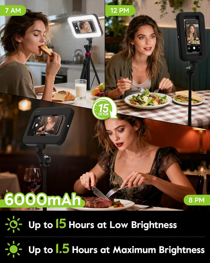 15W Ringlicht mit Stativ, 6000mAh Magnetisches Handy Stativ mit Ringlicht, 2500K–9000K Dimmbar, Trag