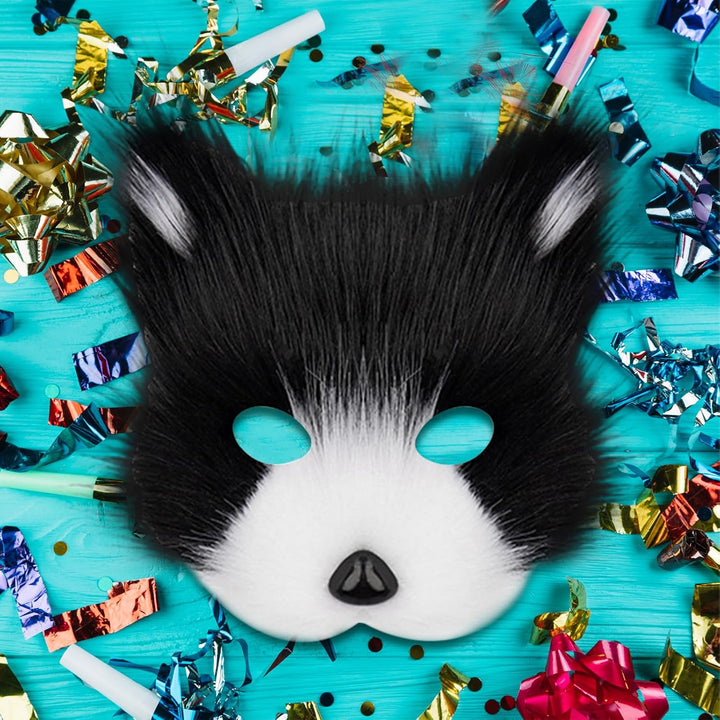 YumSur Kunstpelz Fuchsschwanz Katze Wolf Cosplay Kostüm Set Plüsch Maske Flauschige Pfotenhandschuhe