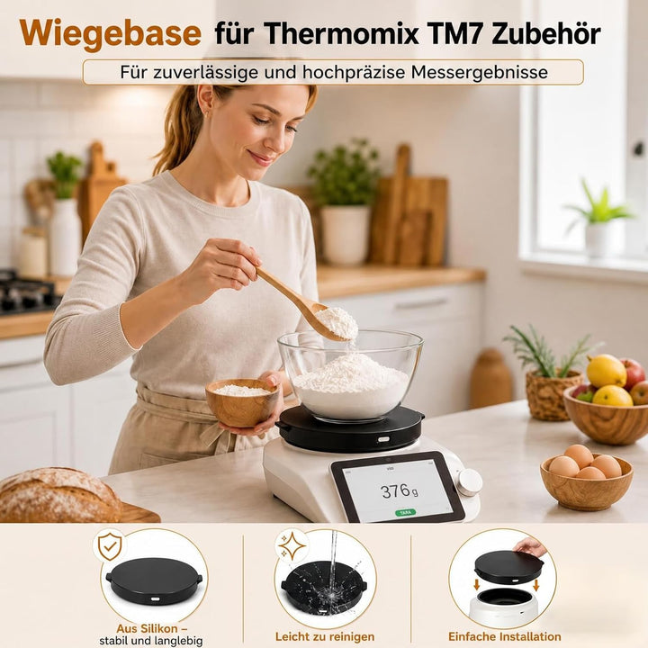 Dampfumleiter und Wiegeplatte für Thermomix TM7 Bimby, Runde WiegeBase Silicone 19 cm Durchmesser ko