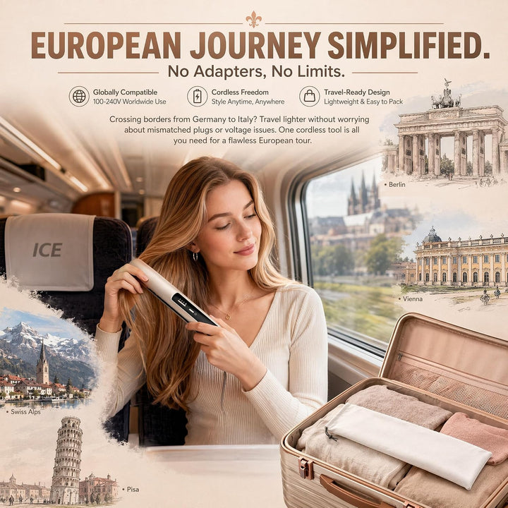 Glätteisen Mini Kabellos - 2 in 1 Glätteisen Locken und Glätten | Reise Hair Straightener | Keramik
