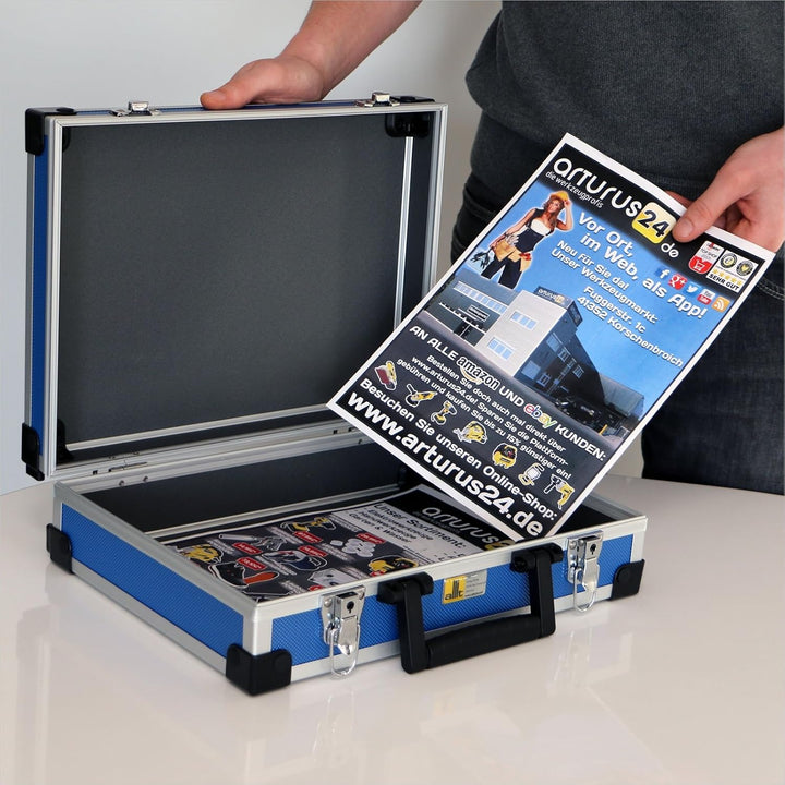 allit 424120 Utensilien-Koffer AluPlus Basic, Gr”áe: L, blau, Nutz: 33x24,5x9 cm/aussen: 34,5x28,5x1
