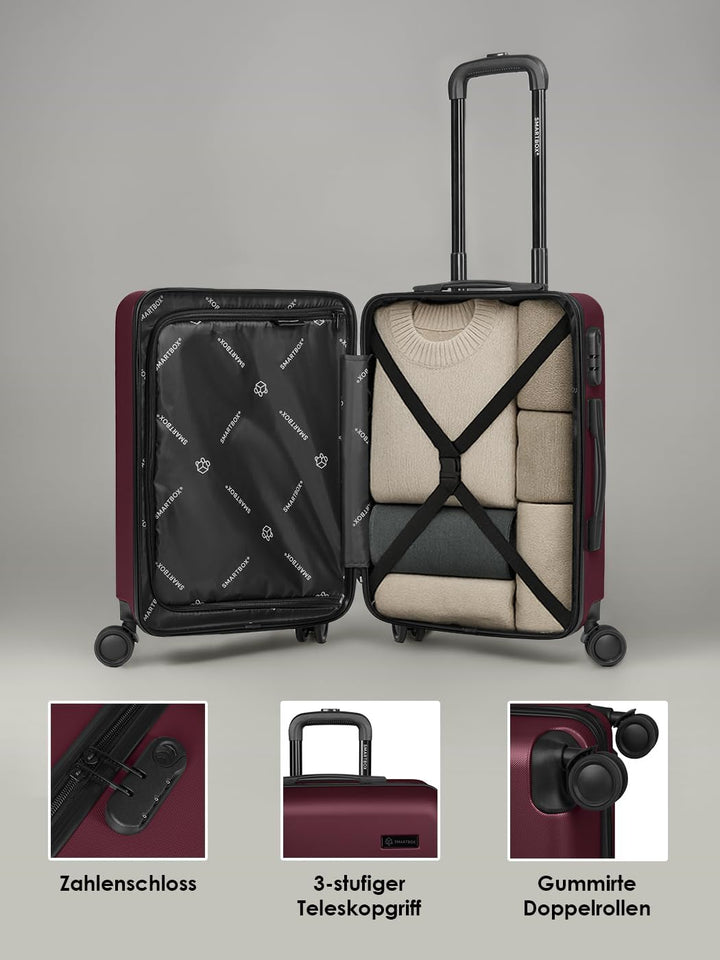 Smartbox Hartschalen Kabinen-Koffer für Damen &amp; Herren | Kleiner Trolley 40 x 23 x 55 cm aus hochwer