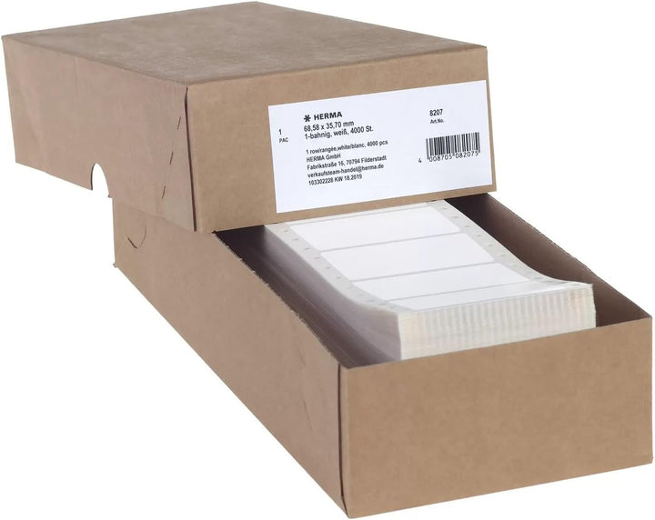 HERMA 8207 Computeretiketten endlos, 68,58 x 35,7 mm, 1-bahnig, 4000 Aufkleber, selbstklebend, Endlo