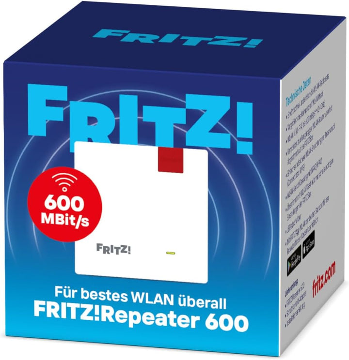 AVM FRITZ!WLAN Mesh Repeater 600 (WLAN N bis zu 600 MBit/s (2,4 GHz), WPS, kompakte Bauweise, deutsc