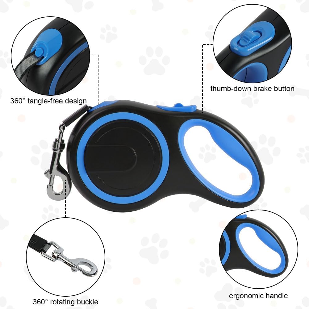 Aomig Rollleine für Hunde Hundeleine für Kleine Grosse Hunde 360° Verhedderungsfreier Ausziehbar mit