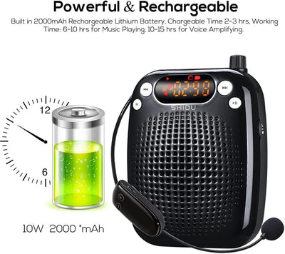 Stimmverstärker mit Mikrofon Tragbarer Sprachverstärker SHIDU S611 Mini-Lautsprecher mit UHF drahtlo