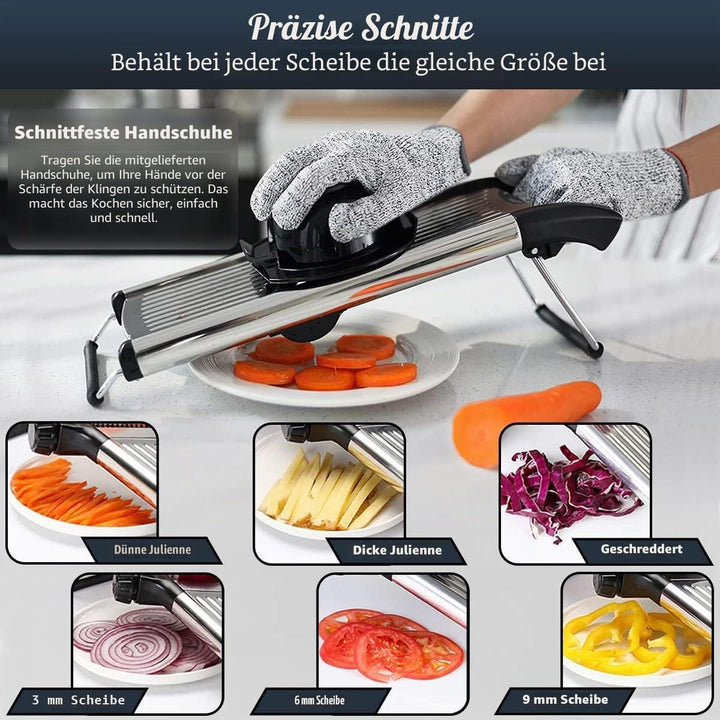 ADOV Gemüseschneider, Multifunktion Mandoline Gemüsehobel mit Edelstahl Klingen, Professionelle Vers