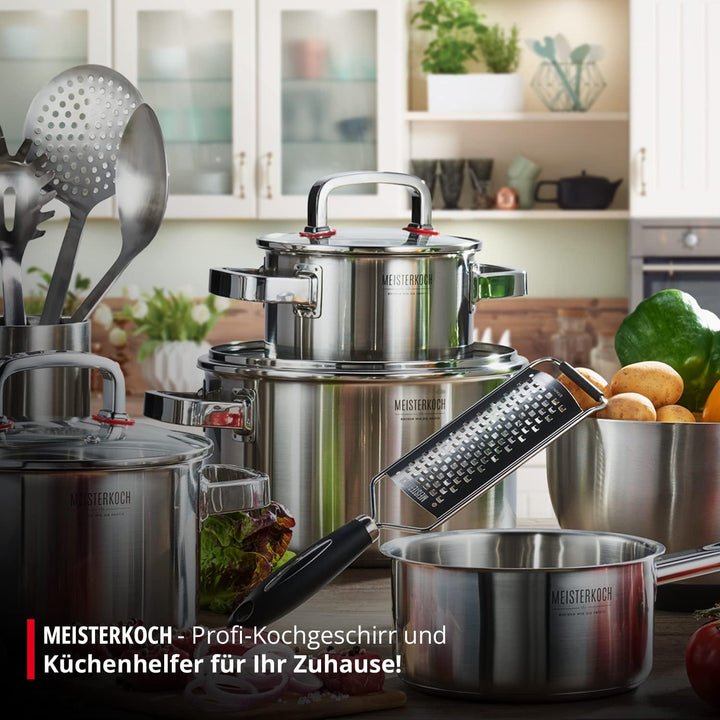 MEISTERKOCH Premium-Topfset aus rostfreiem Edelstahl | Profi-Kochgeschirr 4-teilig inklusive 3 Glasd