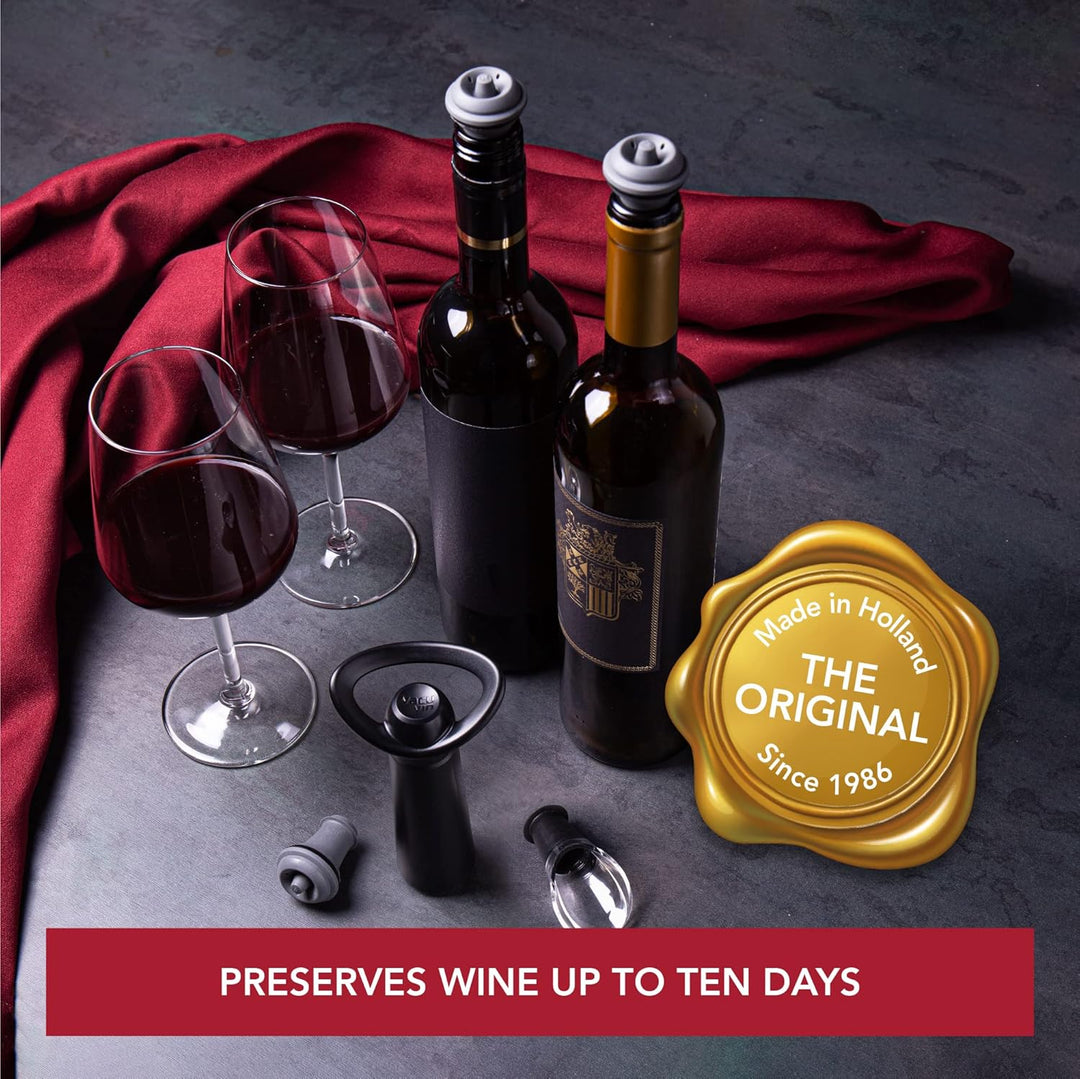 Vacu Vin Wine Saver Concerto Wine Pump with 1 Wine Server/Pourer 3 Stoppers, Gift Set Black Einheits