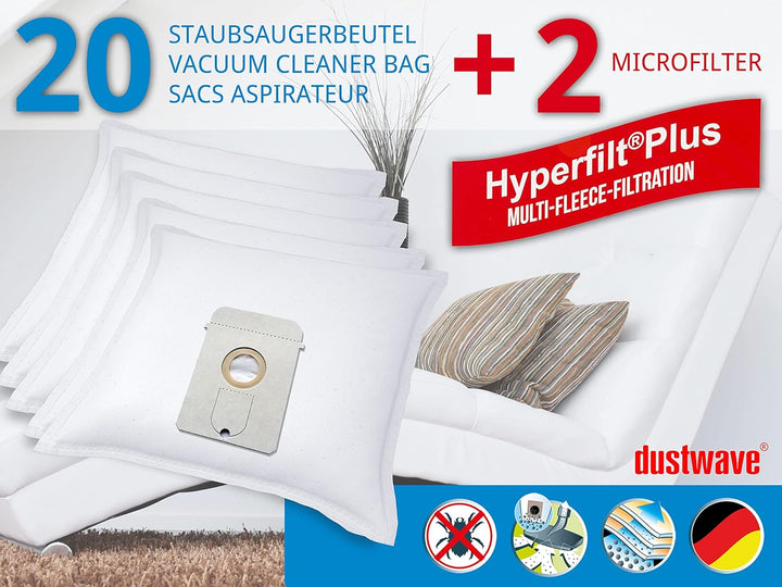 Dustwave® 20 Staubsaugerbeutel für AEG Vampyr TC Edition - hocheffizient, mehrlagiges Mikrovlies mit