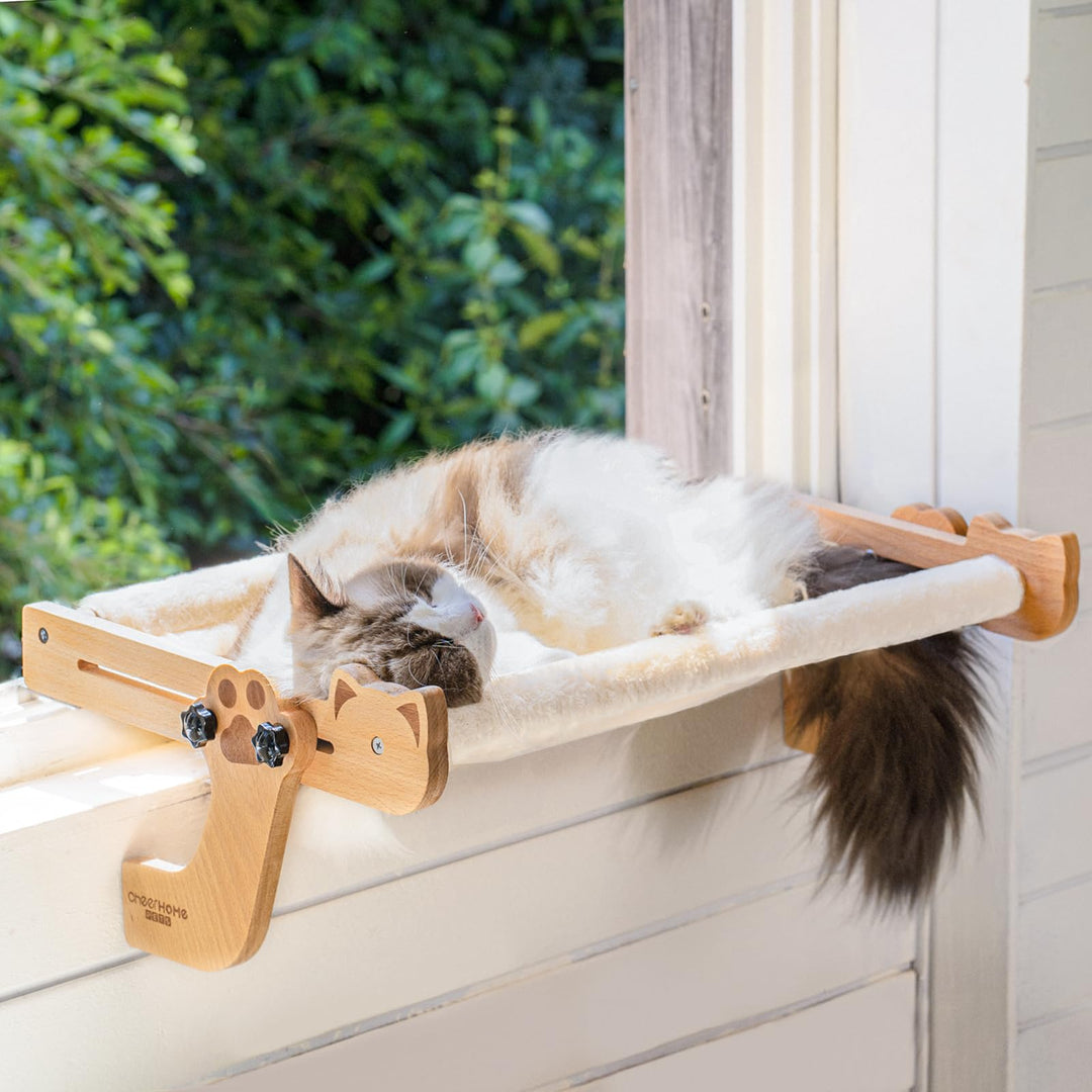 Cheerpals Heizungsliege Katze & Fensterliege aus Buchenholz – 2-in-1 Stabil Katzenhängematte für Hei