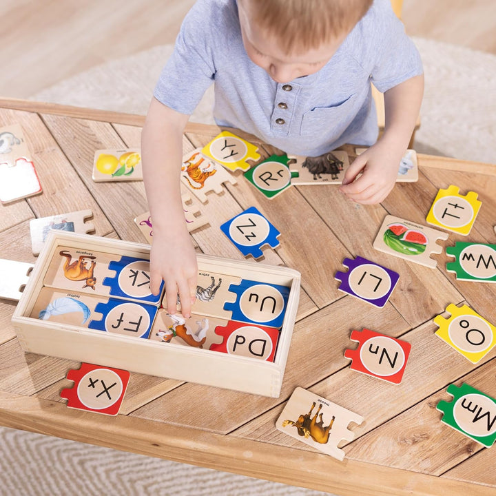 Melissa & Doug Puzzlekarten aus Holz - englisches Alphabet Buchstaben-Puzzles, Buchstaben-Puzzles