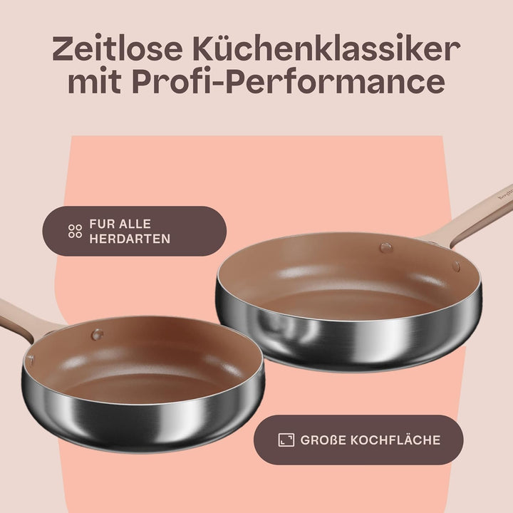 BergHOFF Home Pfannenset - 2-tlg. - Antihaft-Pfanne ohne pfas – beschichtete Pfannen – Edelstahlpfan