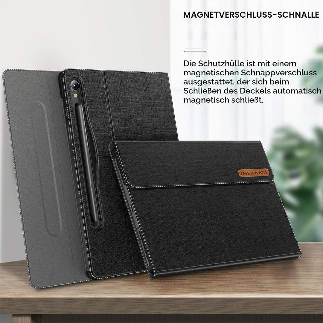 INFILAND Hülle für Samsung Galaxy Tab S9 FE/S9 2023 mit S Pen Halter, Ultra Dünn Multi-Winkel Stände