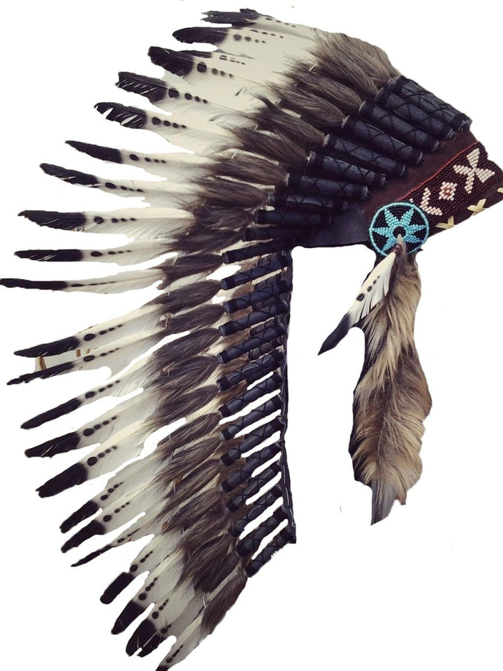 KARMABCN Medium Feather Headdress Schwarz-weiss, Schwarz-weiss