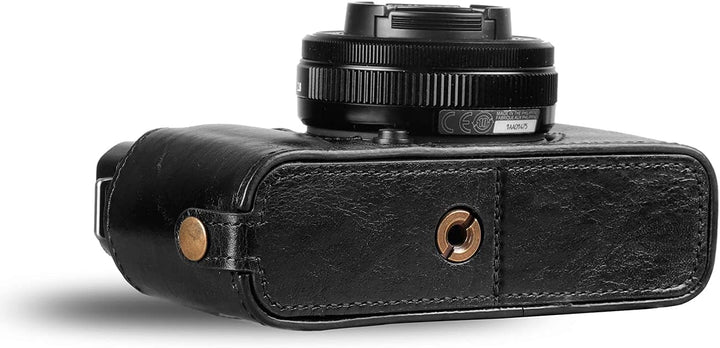 MegaGear Ever Ready Echtleder Kamera-Halbtasche mit Trageriemen kompatibel mit Fujifilm X Series X-E