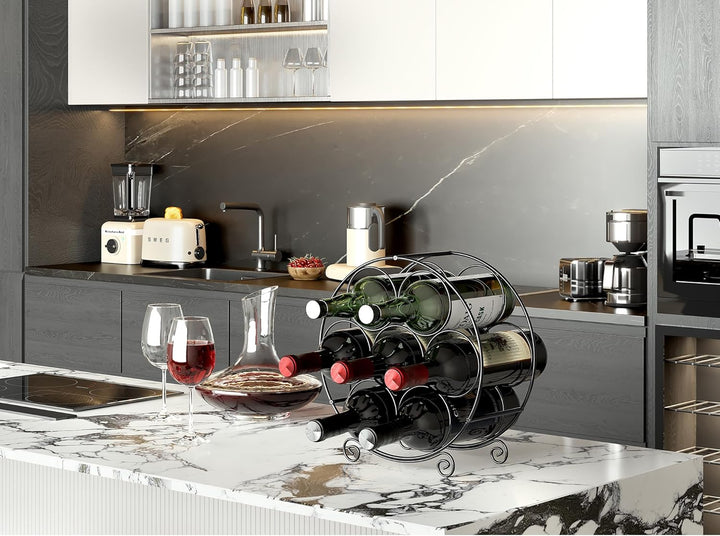 EasyPAG Metall 7 Flaschen Weinregal Freistehend Weinhalter Weinablage Weinständer Wein Halterung Wei