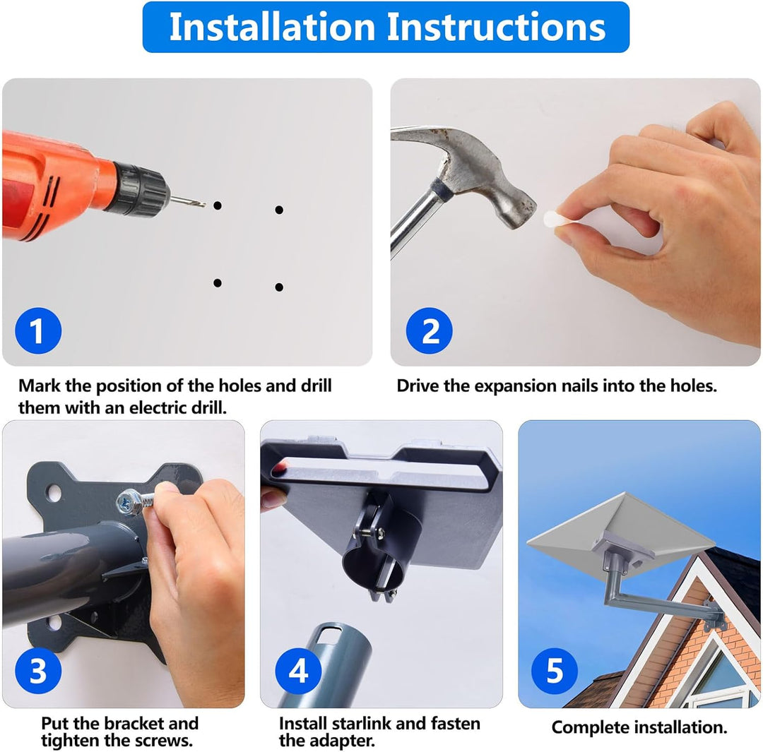 Umelee Starlink Gen 3 Halterung, StarLink Gen 3 Rohradapter + Klammer, Starlink V3 Lange Wandhalteru